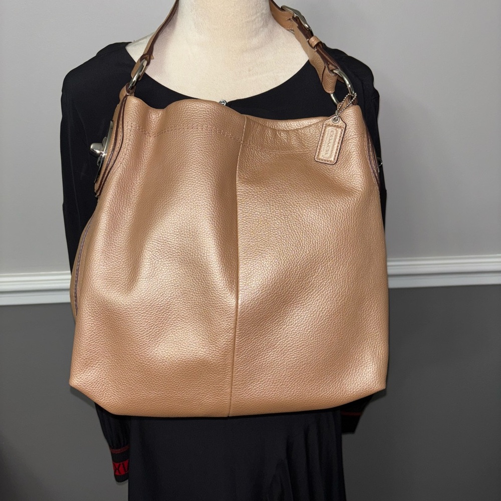 Coach Pebbled Shimmery Leather Shoulder Bag